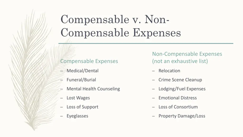 compensable v non compensable expenses