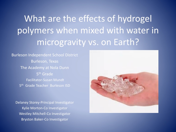 what are the effects of hydrogel polymers when