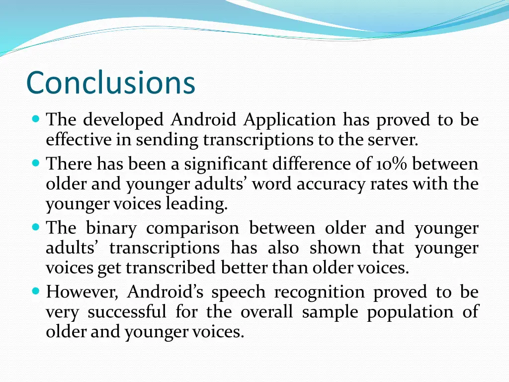 conclusions the developed android application