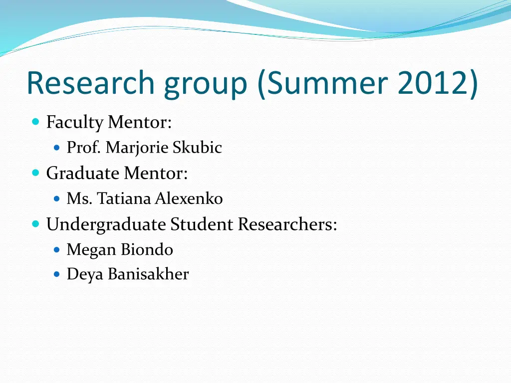 research group summer 2012