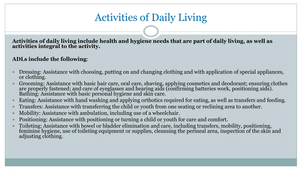 activities of daily living