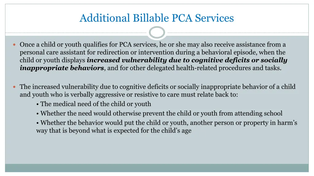 additional billable pca services