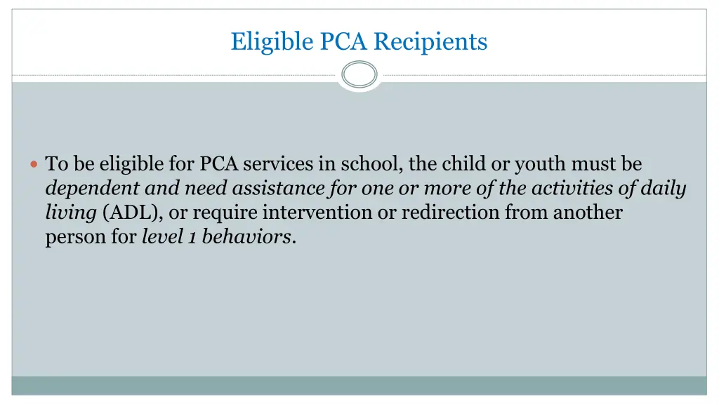 eligible pca recipients