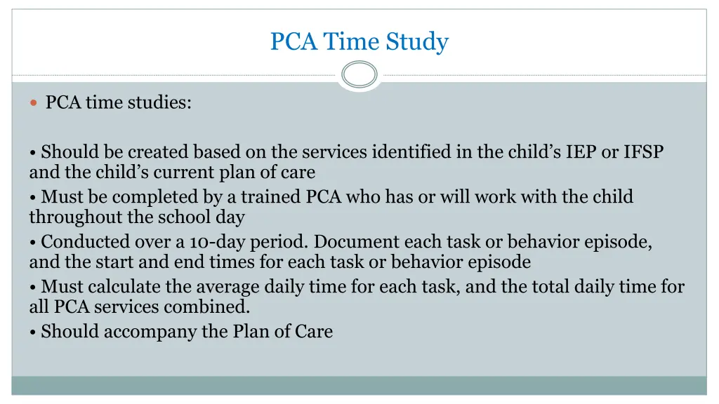 pca time study