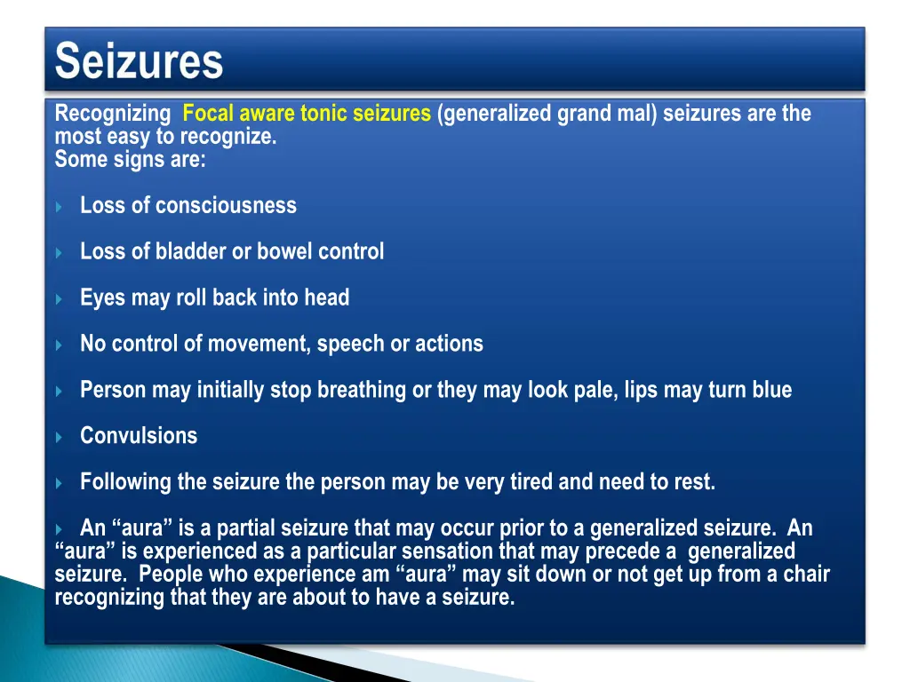 recognizing focal aware tonic seizures