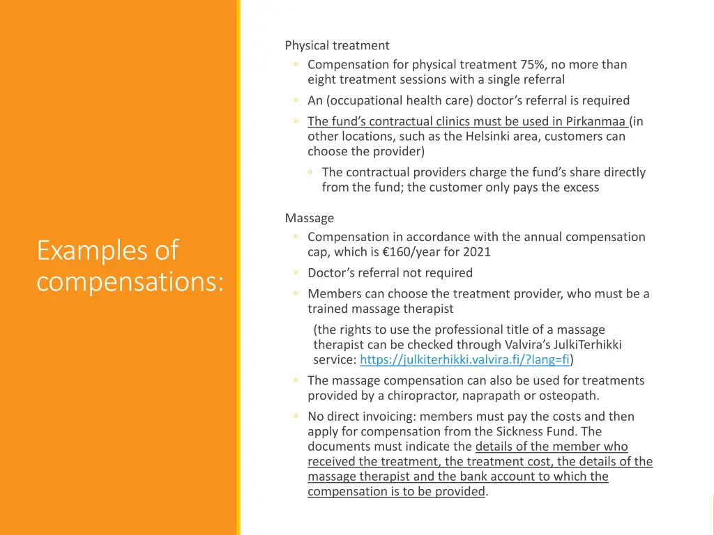 physical treatment compensation for physical