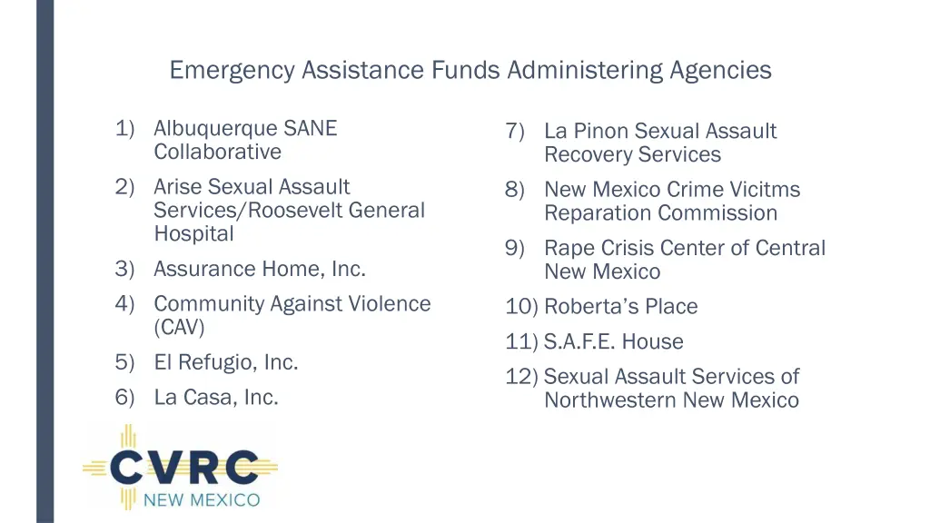 emergency assistance funds administering agencies