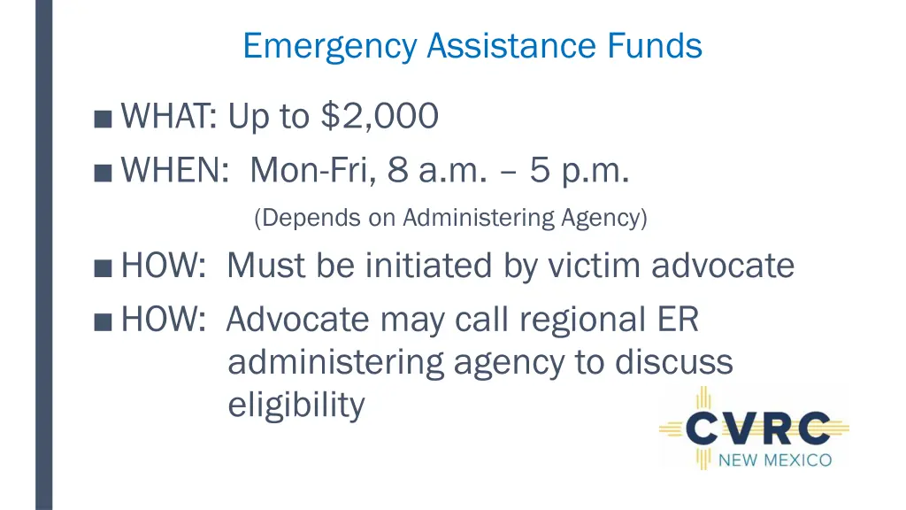 emergency assistance funds