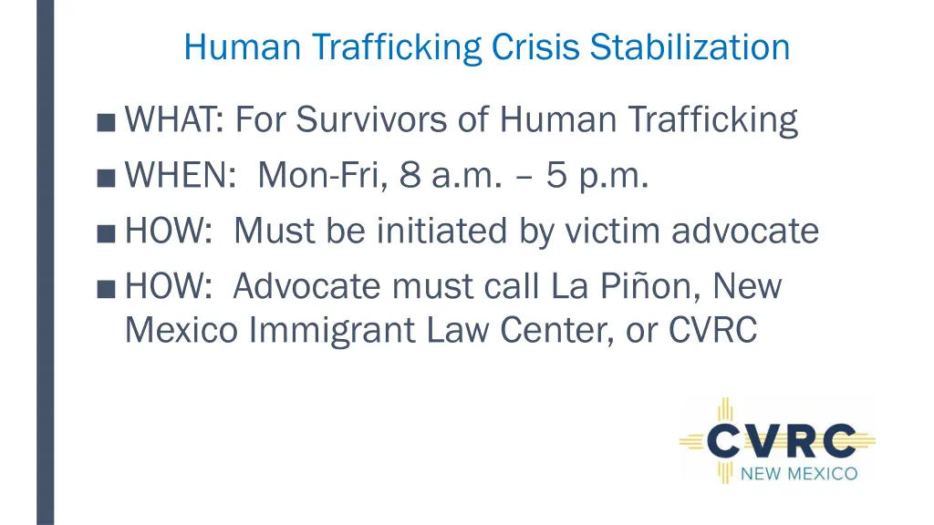 human trafficking crisis stabilization