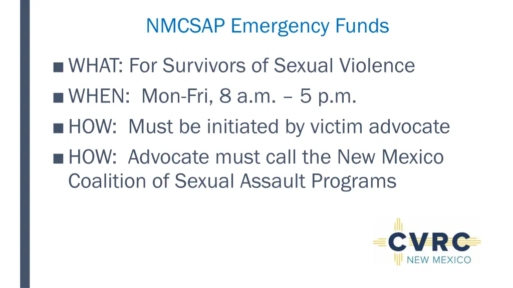 nmcsap emergency funds