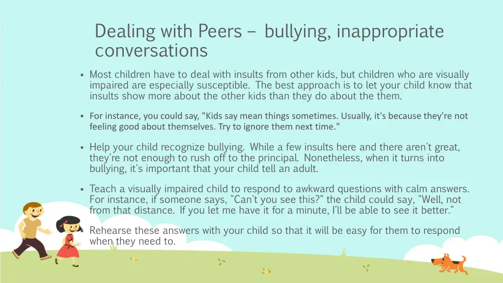 dealing with peers bullying inappropriate