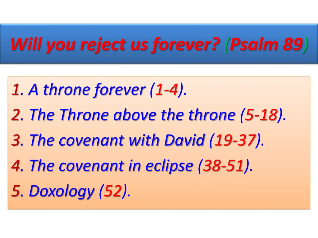 will you reject us forever psalm 89