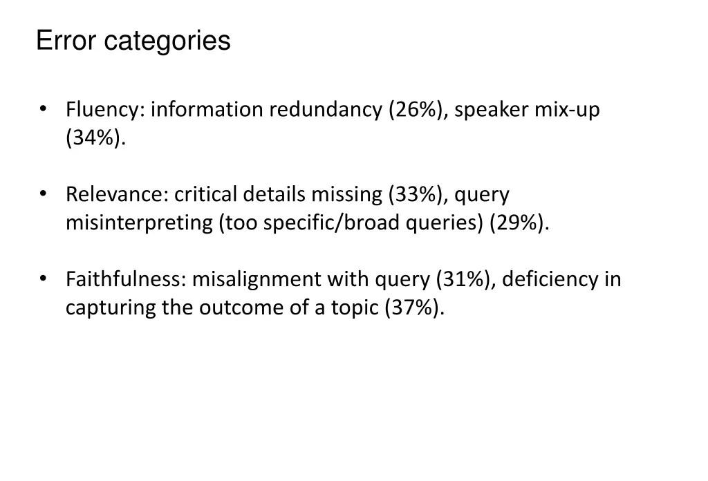 error categories