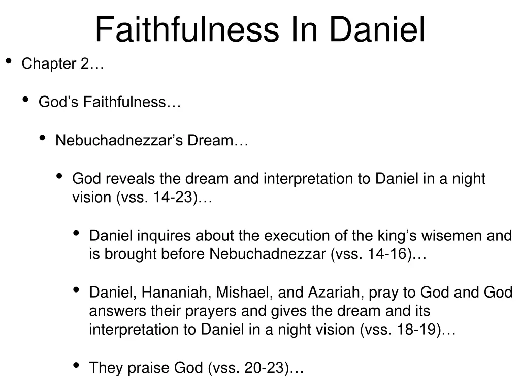 faithfulness in daniel chapter 2 1