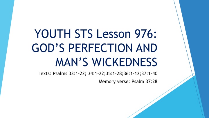 youth sts lesson 976 god s perfection