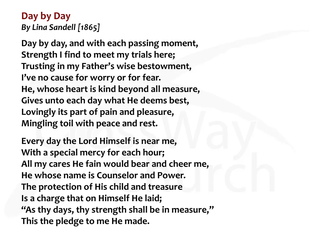 day by day by lina sandell 1865