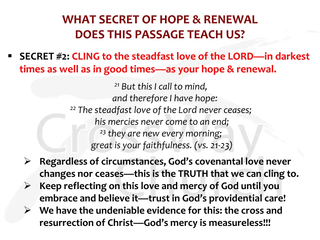 what secret of hope renewal does this passage 1