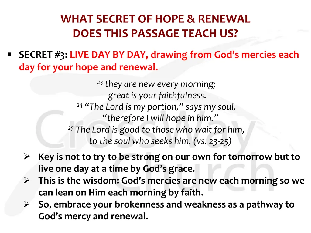 what secret of hope renewal does this passage 2