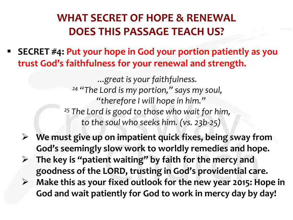 what secret of hope renewal does this passage 3