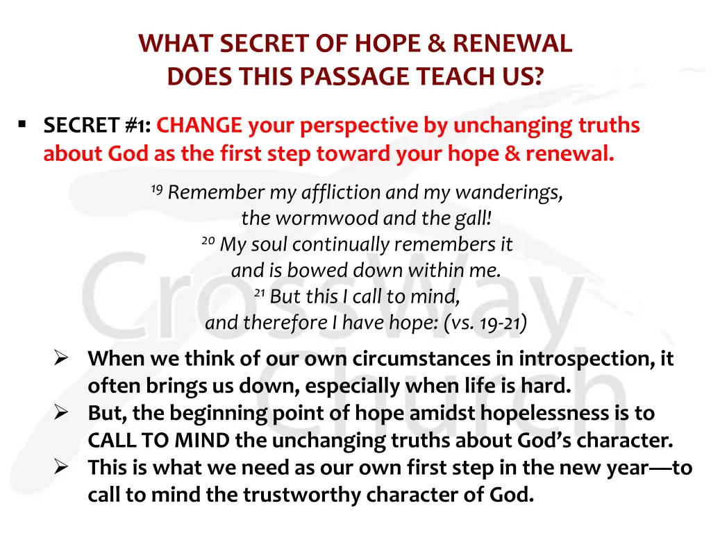 what secret of hope renewal does this passage