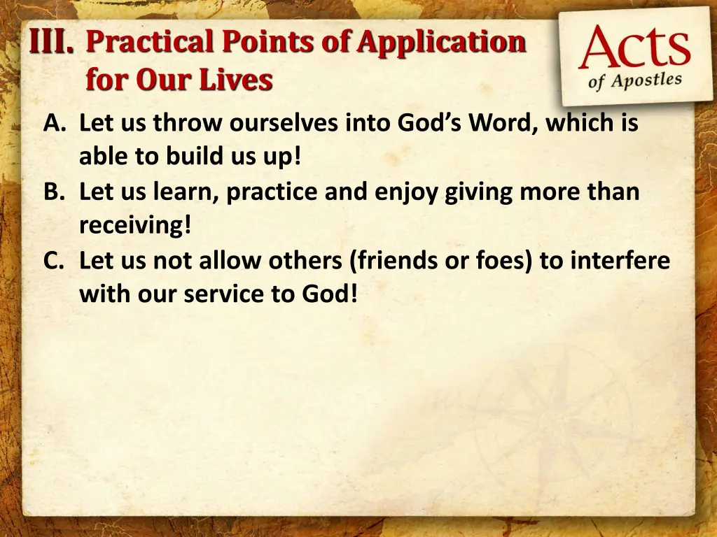 iii practical points of application for our lives