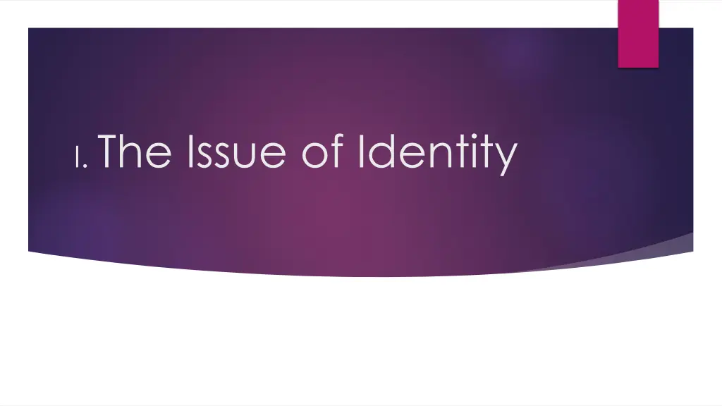 i the issue of identity