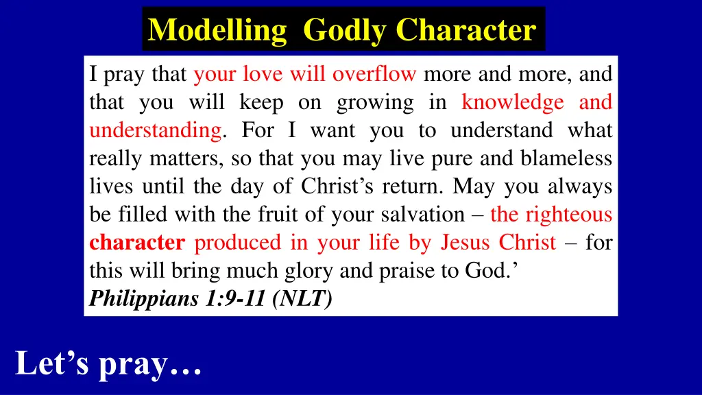 modelling godly character 1