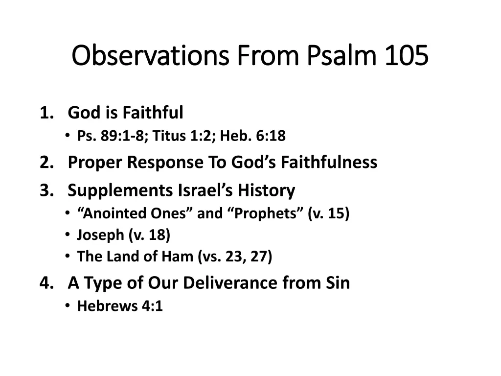 observations from psalm 105 observations from