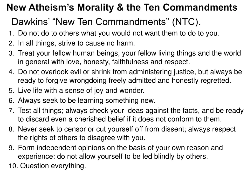 dawkins new ten commandments