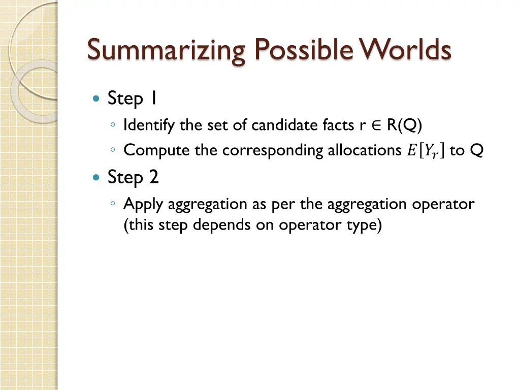 summarizing possible worlds 2