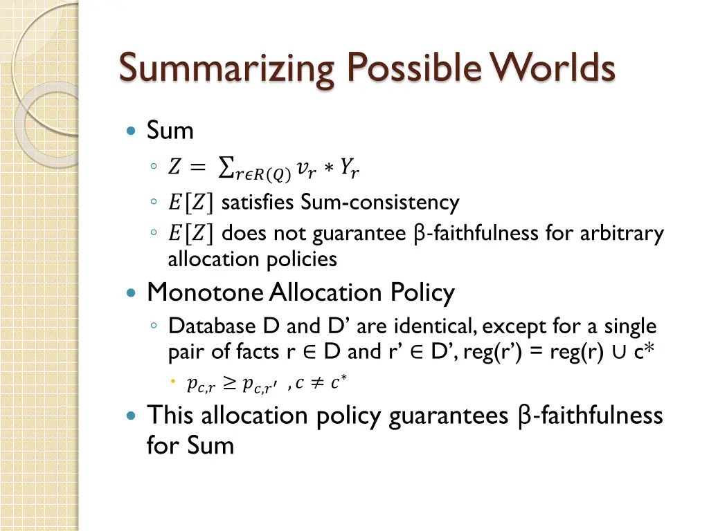 summarizing possible worlds 3