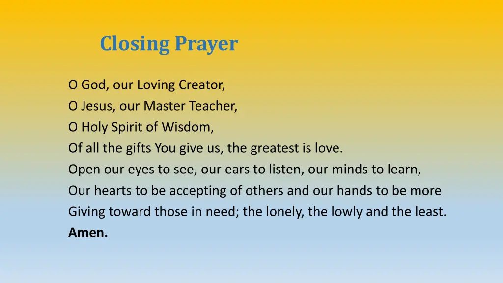 closing prayer