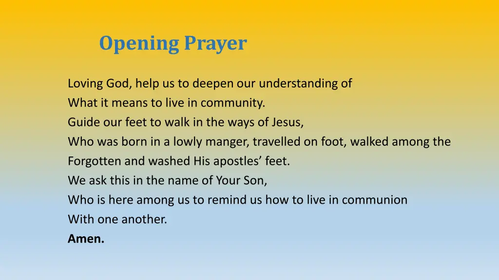 opening prayer