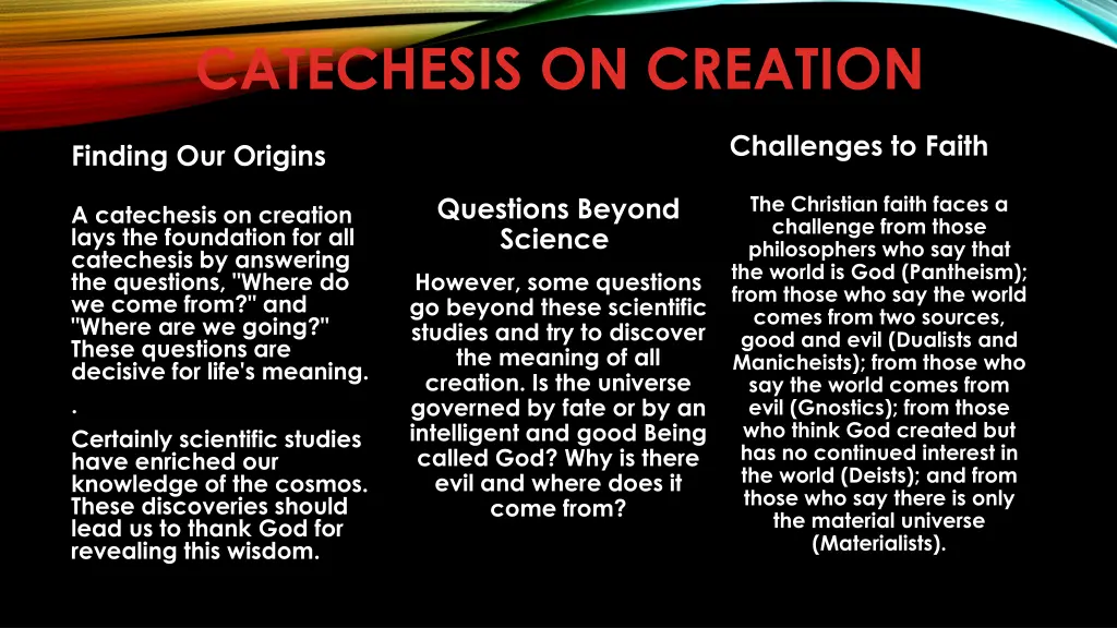 catechesis on creation