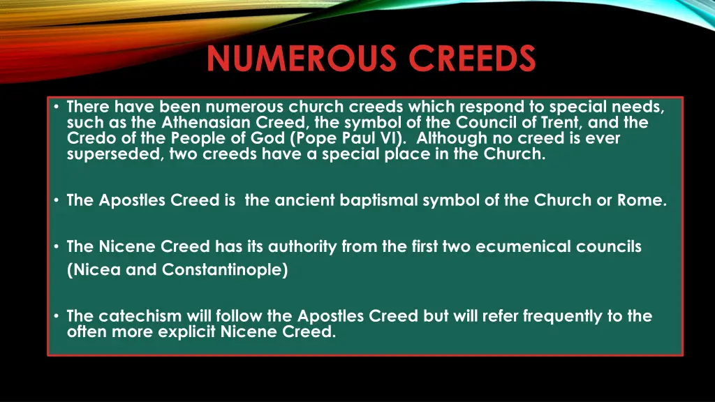 numerous creeds