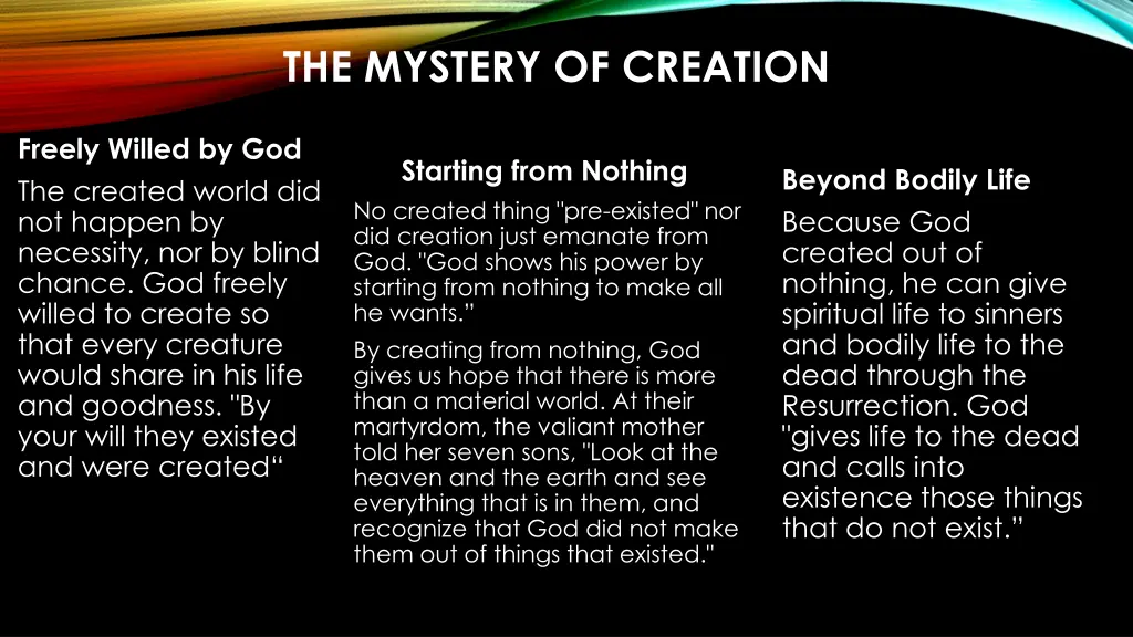 the mystery of creation