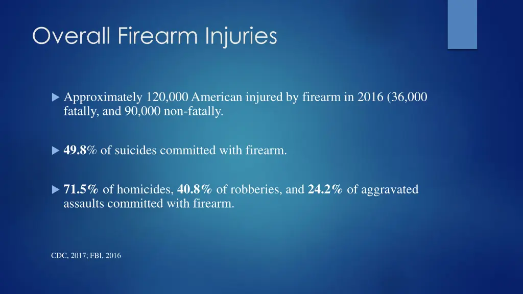 overall firearm injuries