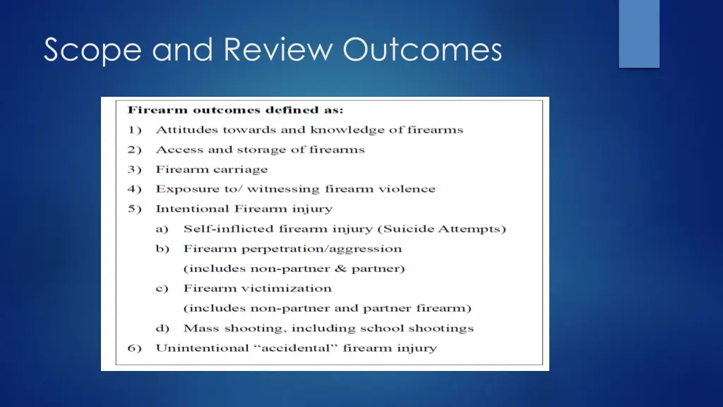 scope and review outcomes