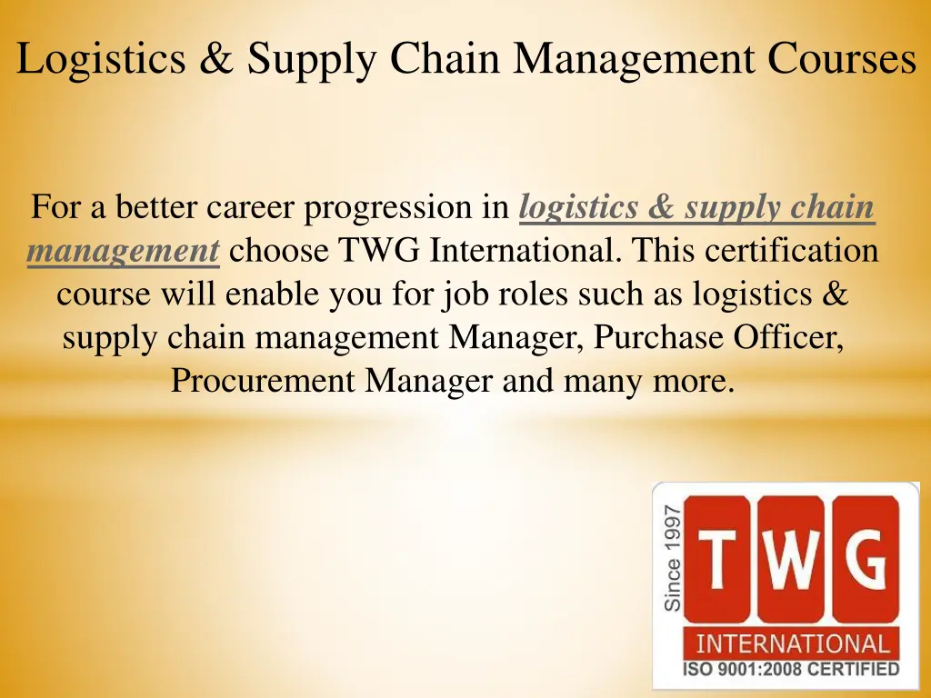 logistics supply chain management courses