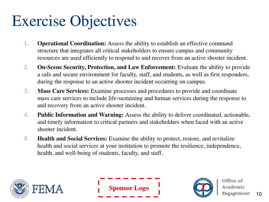 exercise objectives