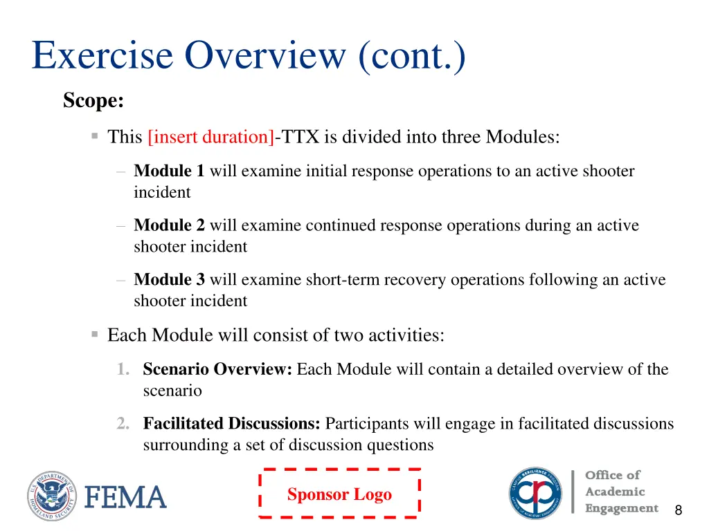 exercise overview cont