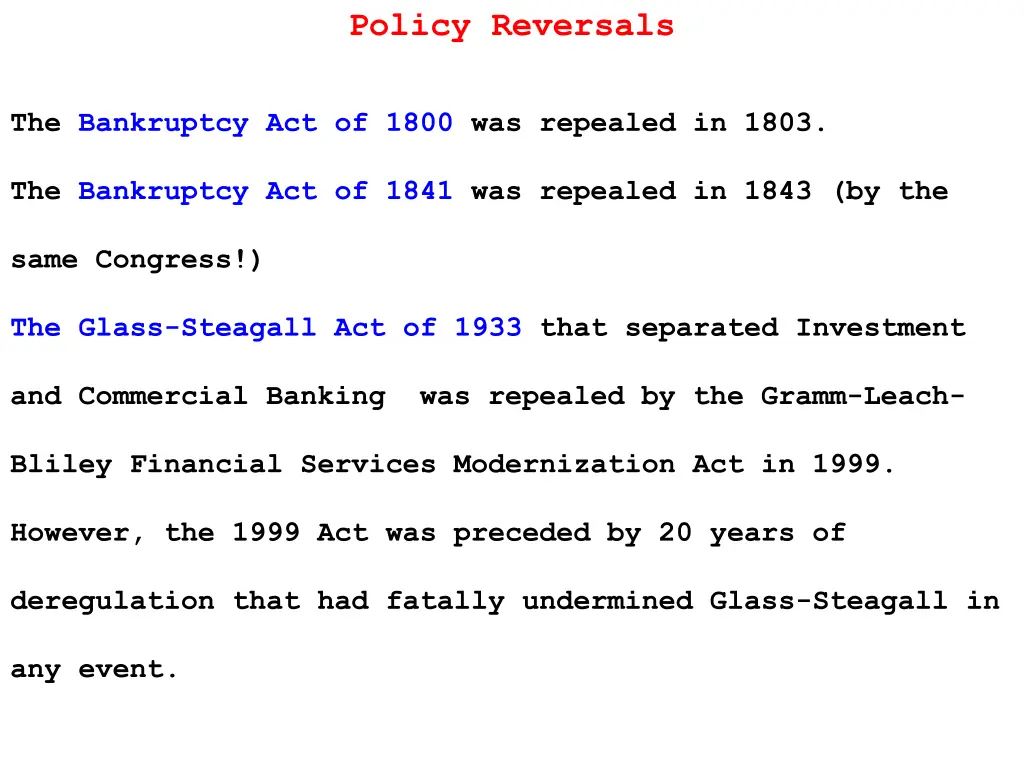 policy reversals