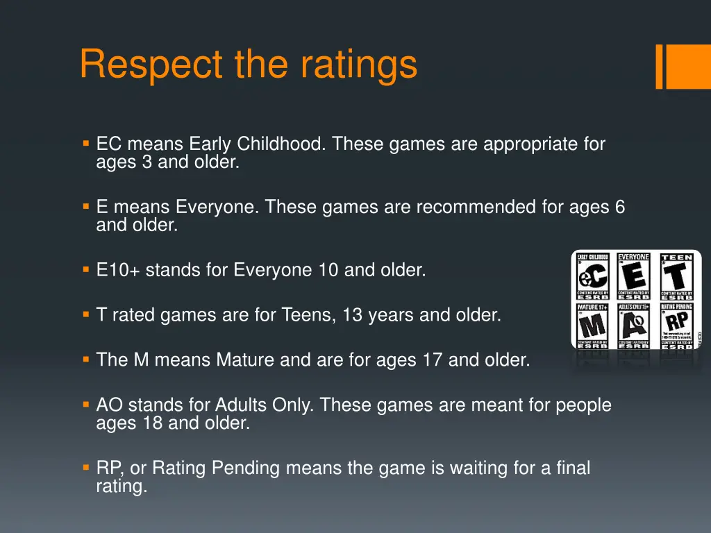 respect the ratings