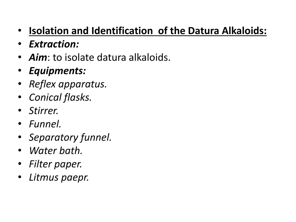 isolation and identification of the datura