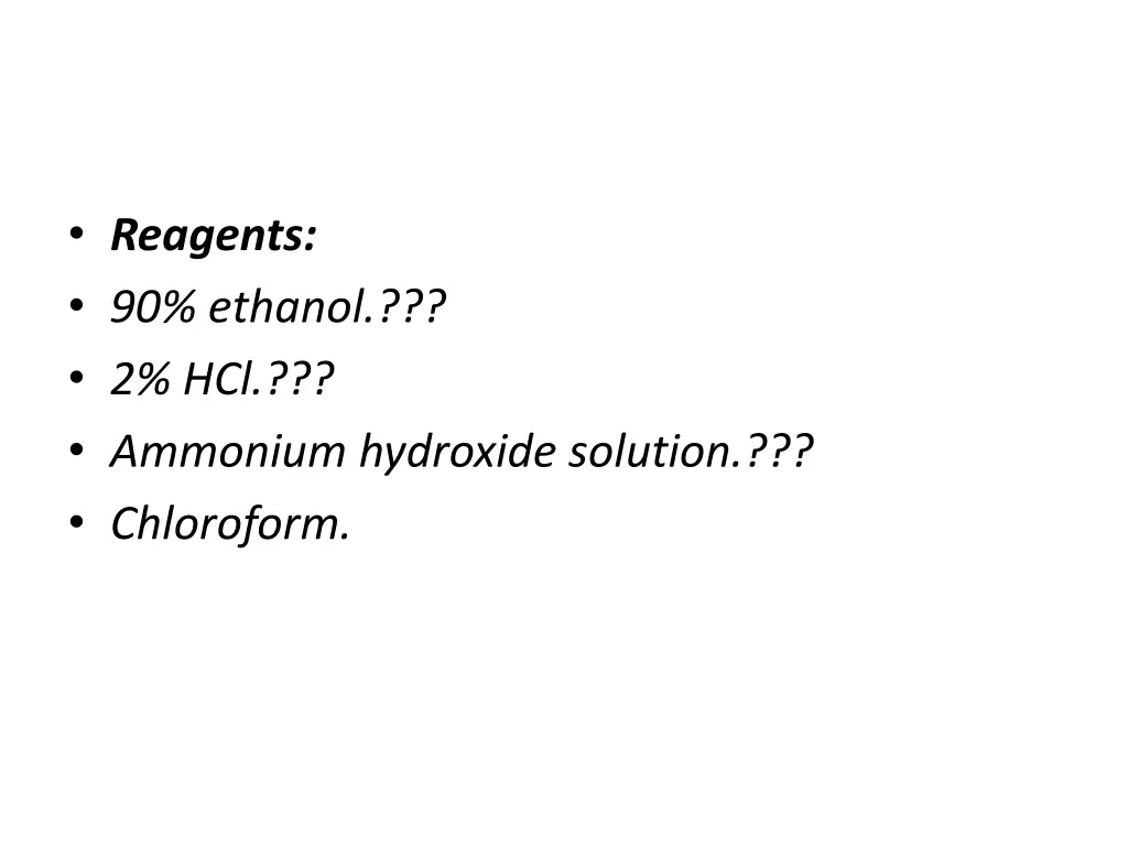 reagents 90 ethanol 2 hcl ammonium hydroxide