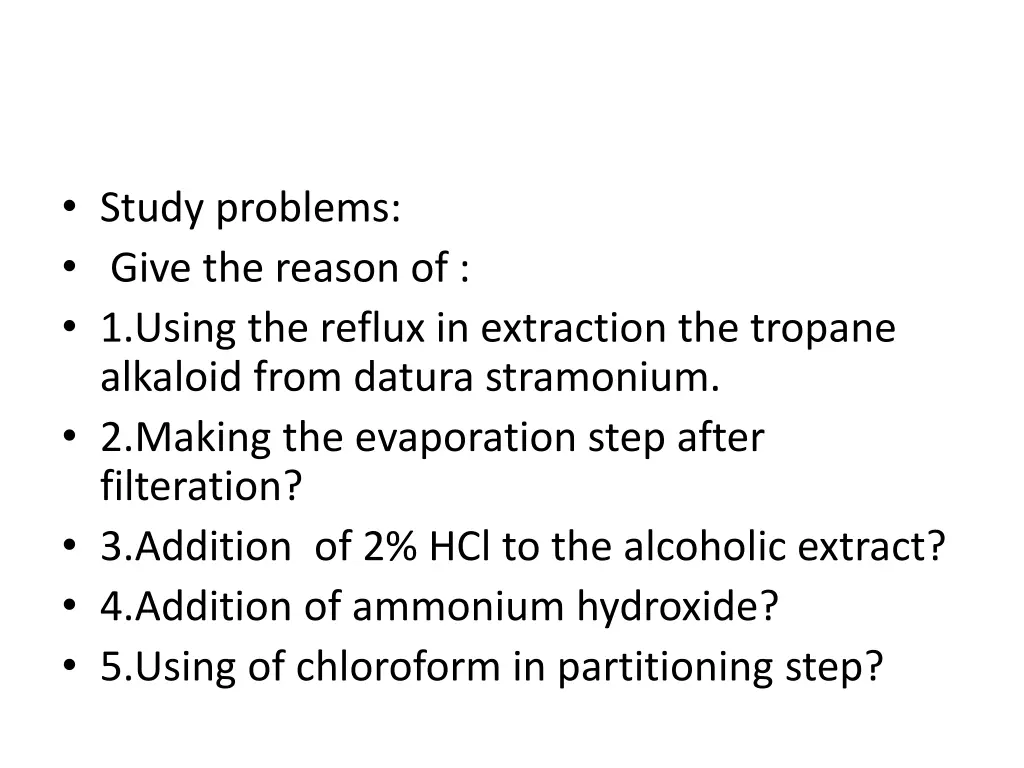 study problems give the reason of 1 using