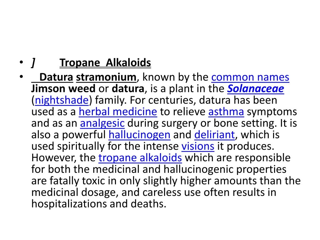 tropane alkaloids datura stramonium known