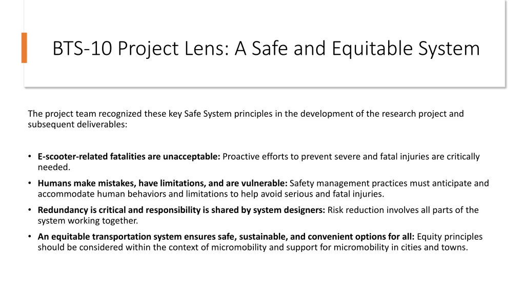 bts 10 project lens a safe and equitable system