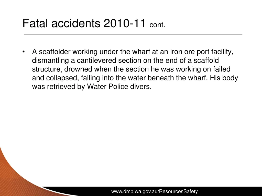 fatal accidents 2010 11 cont