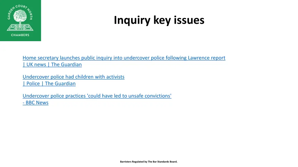 inquiry key issues